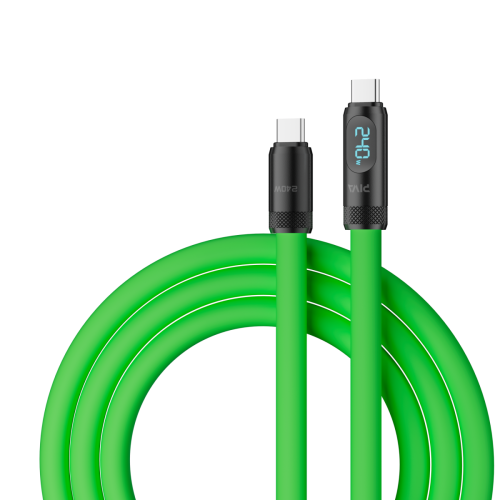 Piva 1.5m 480Mbps Liquid Silicone Digital Display Type C to C PD240W Super Fast Charging Data Cable for Laptop Tablet Phone